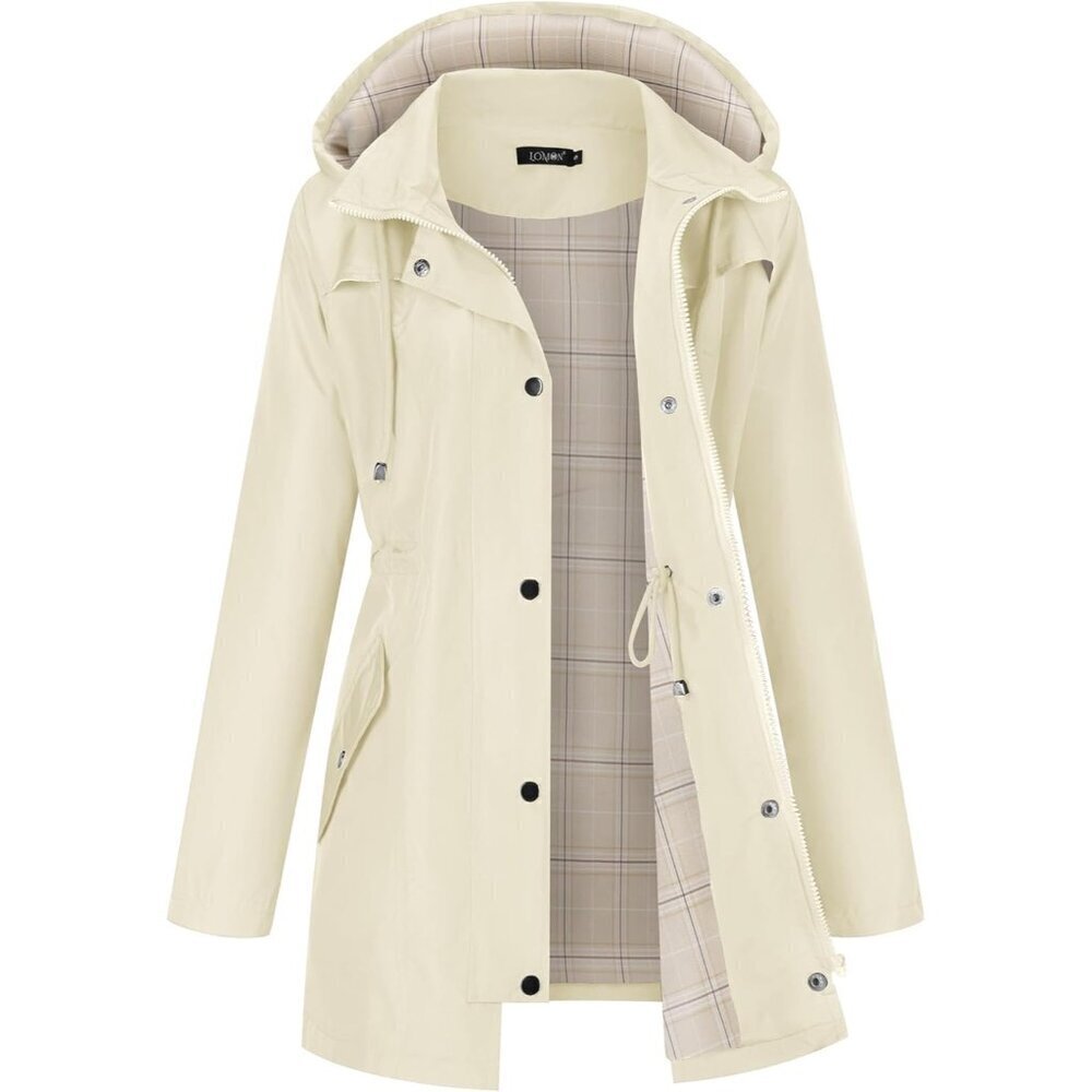 🆕Women Beige Hiking Raincoat Women Waterproof Jacket Lightweight Hood